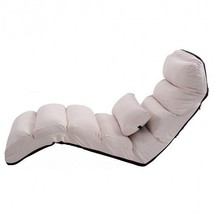 Folding Lazy Sofa Chair Stylish Sofa Couch Beds Lounge Chair W/Pillow-Beige - C - £137.88 GBP