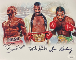 Poison Junior Jones, Michael Spinks &amp; Iran Barkley triple signed Boxing 11x14 Ph - £55.11 GBP