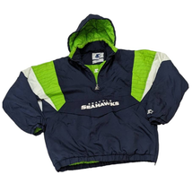 Seattle Seahawks Large Starter Coat Jacket Vintage 90s NFL Football - £109.83 GBP