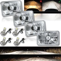 4X6&quot; Crystal Clear Glass Lens Metal Headlight 6k LED HID Light Bulb Headlamp Set - £157.49 GBP