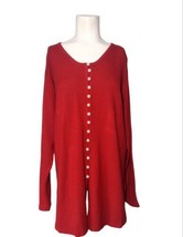 Vintage Jaclyn Smith Size L Pearl Button Tunic Sweater Red Holiday Long ... - $21.77