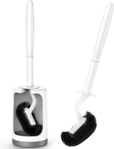 Toilet Bowl Brush Holder Set: Curved Design with Holder for Deep Cleaning under  - £10.89 GBP