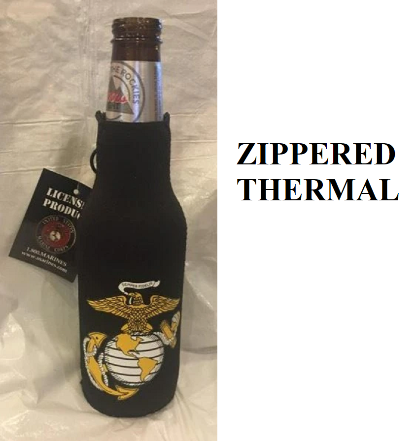 Primary image for USMC BLACK MARINES EGA Bottle KOOZIE COOLER Wrap Insulator Sleeve Jacket Holder