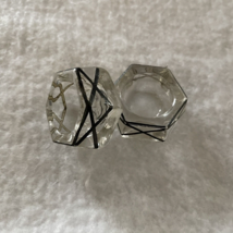 Salt Cellars Dip Glass Overlay Hexagon Set of Two Open Salts Vintage - $17.97