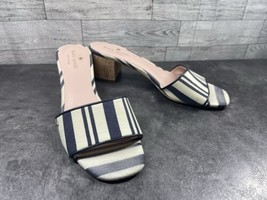 Kate Spade New York Cambrey Striped Heel Slides Women  8.5 B Shoes Blue Canvas - £44.23 GBP