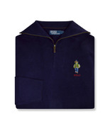 Polo Ralph Lauren Mens Navy Blue Polo Bear Wool Half Zip Sweater,  XL PR... - $608.64 CAD