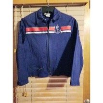 Vintage Gepetto Sailor Nautical Anchor Jacket Navy Blue Bling Red Zip Up... - $29.98