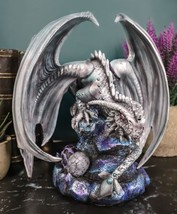 Ebros Grey Silverback Rock Adult Dragon &amp; Egg Hatchling Statue 8&quot;H Anne ... - $69.99