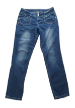 Women Size 10 Straight Jeans 33X30 Absolutely Famous Blue Denim Distressed Flap - £9.94 GBP
