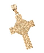 Solid 10k Yellow Gold Saint Michael Pray For Us Words Celtic - £517.46 GBP