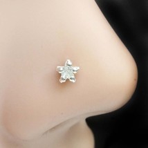 Star Indian 925 Sterling Silver White CZ indian Screw Nose ring - £7.75 GBP