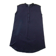 NWT Eileen Fisher Mandarin Collar in Ink Fine Tencel Jersey Henley Dress PS - £49.56 GBP