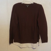 Hilary Radley Womens Crew Neck Long Sleeves 2fer Sweater Pick sz M Burgundy - £11.41 GBP