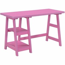 Convenience Concepts Designs2Go Trestle Writing Desk in Pink Wood Finish - £184.84 GBP