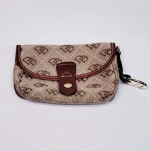 Dooney &amp; Bourke Brown DB Print Canvas &amp; Leather Clutch Bag Makeup Coin P... - £12.37 GBP