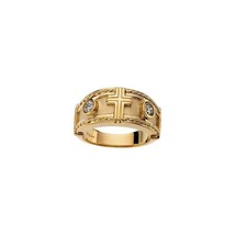 Authenticity Guarantee 
14K Yellow Gold Diamond Cross Ring Size 6 - £2,157.46 GBP