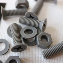 20 x Grey Countersunk Screws Polypropylene (PP) Plastic Nuts and Bolts, ... - £14.70 GBP