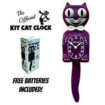 Boysenberry Kit Cat Clock 15.5&quot; Purple Free Battery Made In Usa Kit-Cat Klock - £56.29 GBP