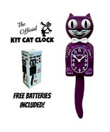 BOYSENBERRY KIT CAT CLOCK 15.5&quot; Purple Free Battery MADE IN USA Kit-Cat ... - £56.42 GBP