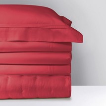 Yves Delorme Triomphe Red King Pillowcases Pair Opera Egyptian Cotton Solid NEW - £71.14 GBP