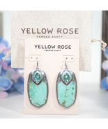 Kendra Scott Darby Yellow Rose Sea Green Chrysocolla Silver Drop Earrings NWT - $148.01