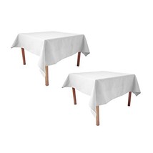 Pack Of 2 Square Tablecloth 62 X 62 Inches Washable Reusable White Tablecloth Ho - £55.36 GBP