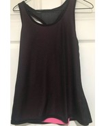 Womans Active Tank Top Shirt Sz Small S Pink Black Mesh Reversible - £15.02 GBP