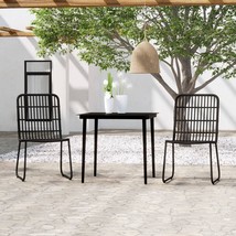  Dining Set Black PE rattan, powder-coated steel, glass Medium - $9,337.62 MXN