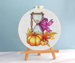 Autumn Hourglass Cross stitch pattern pdf - autumn pumpkin cross stitch chart - £5.58 GBP