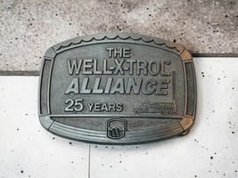 Well-X-Trol Belt Buckle Alliance Pewter 25 Years VTG 1990&#39;S Oilfield Tan... - $27.23