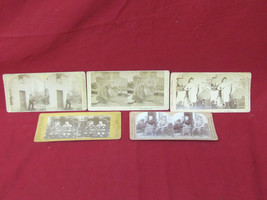 Lot of 5 Vintage Antique 1800&#39;s Stereo Cards - Everyday Life Related #14 - £23.35 GBP