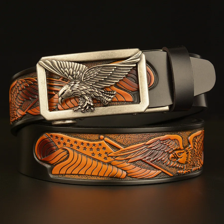 Style Eagles Spread Their Wings Buckle Belt Fly Pattern Genuine Leather -115CM - $47.00