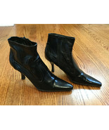 Merona&#39;s 3 In. High Heel Black Faux Leather Women&#39;s Boots size 6.5 - £7.43 GBP