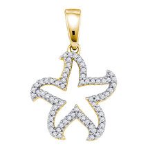 10k Yellow Gold Womens Round Diamond Star Fashion Pendant 1/5 Cttw - £157.22 GBP