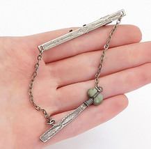 NAVAJO 925 Sterling Silver - Vintage Antique Jasper Etched Tie Clip - TR... - £64.63 GBP