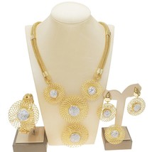Luxury Shape Delicate Shiny Sets Dubai Gold Women round drop Wedding Jewelry Set - £57.61 GBP
