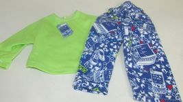 18" doll clothes hand made pajama outfit green blue cell phone laptop to... - $9.35