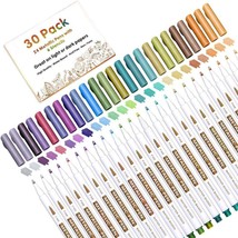 30 Pack Metallic Marker Pens, Lineon 24 Colors Fine Tip Paint Pens with ... - £30.55 GBP
