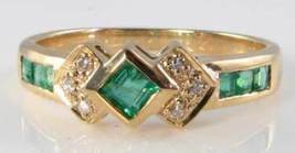 2.20CT Princess Cut Emerald &amp; Diamond Engagement Ring 14K Yellow Gold Finish - £74.13 GBP