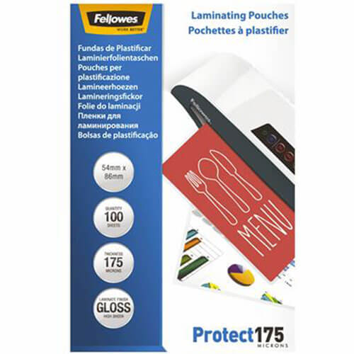 Fellowes Laminating Pouches 100pk (54x86mm) - 175 Micron - $20.80
