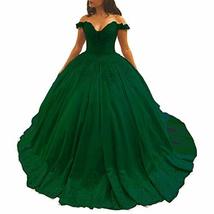 Off The Shoulder Prom Dresses Ball Gown Wedding Dress Emerald Green Custom Made - £127.39 GBP
