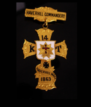 1863 Masonic Demolay jewel Cross Badge Pin Haverhill Mass  Commandery 14 - $225.00