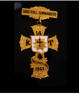 1863 Masonic Demolay jewel Cross Badge Pin Haverhill Mass  Commandery 14 - £179.29 GBP