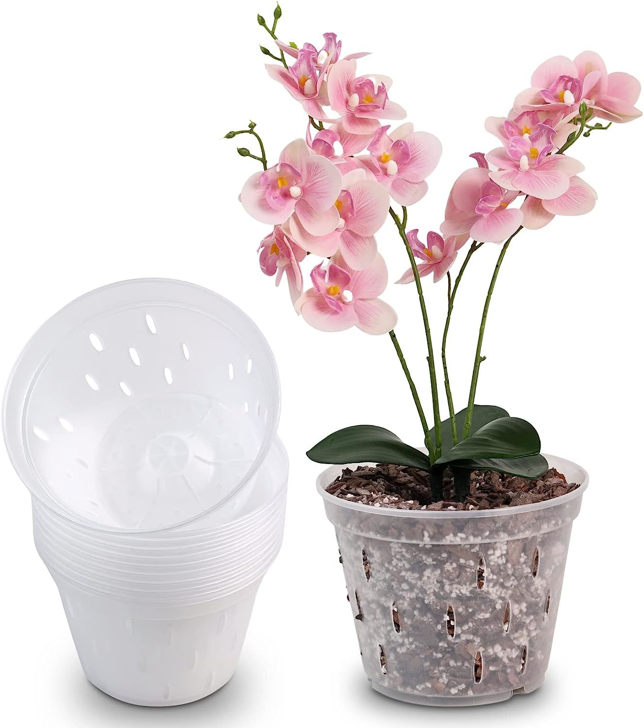 Yikush Orchid Pots With Holes 7 Inch 10Pack Clear Orchid Pot Plastic Pla... - $31.99