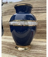 Dark Blue Mother of Pearl Inlay Cremation Urn Ashes Large - $99.99