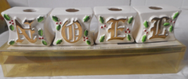 1980 Lee Wards D.E. O-HENRY NOEL Ceramic Candle Holders 18kt Gold Trim Boxed - £38.65 GBP