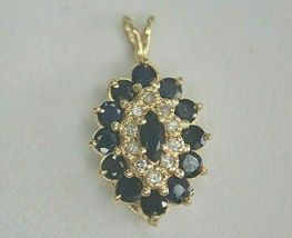 Round Diamond And Blue Sapphire 3D Pendant In 14K Yellow Gold Over 3.65Ct - £80.27 GBP