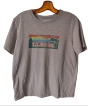 LL Bean Youth Boys Tshirt Size 18 Gray Shirt Sleeve Outdoor Logo Mountains  - £9.31 GBP