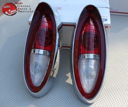 54 Chevy Tail Lights Backup Brake Lens Chrome Bezel Gasket Guide Marking - $190.52