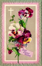 Best Easter Wishes Flowers Pansies Embossed 1911 DB Postcard E4 - £6.67 GBP